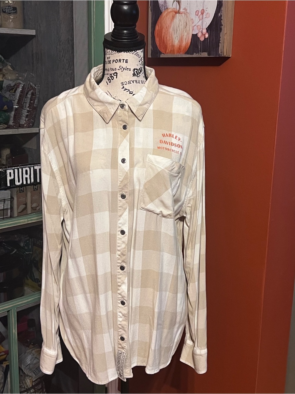 Harley-Davidson® Long Sleeve Plaid Snap Front Shirt- XL
